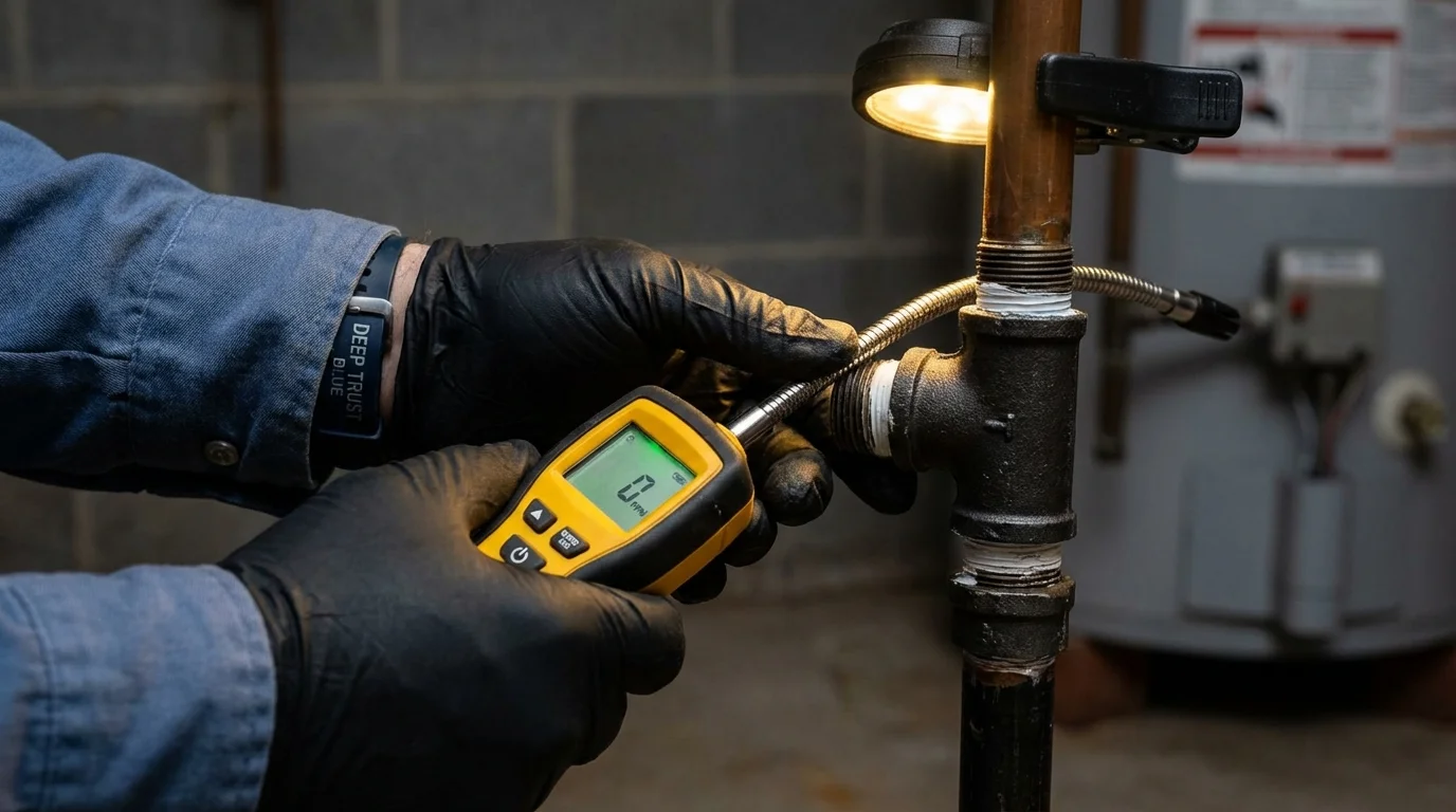 Gas leak detection with electronic sniffer by Johns Plumbing LLC in Meraux