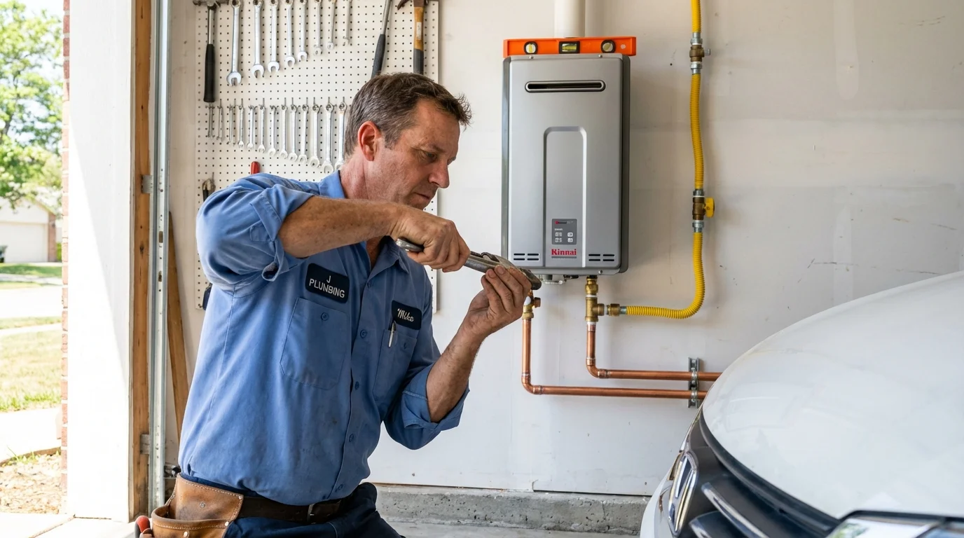 Tankless water heater installation by a Johns Plumbing LLC plumber in Meraux